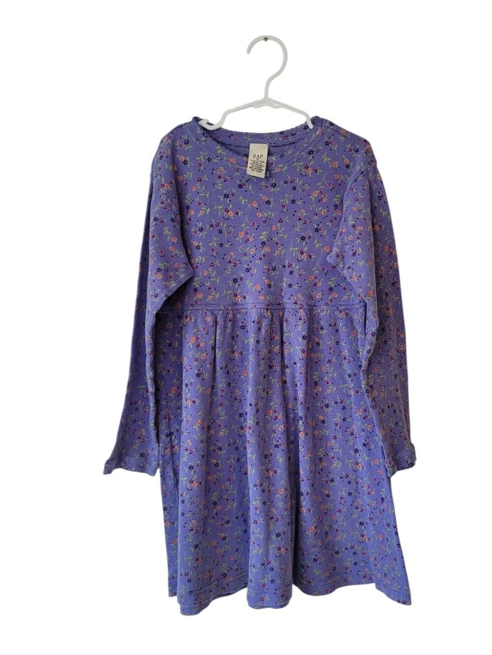 Vintage GAP Cotton Girls Lavender Floral Long-Sleeve Dress Size M